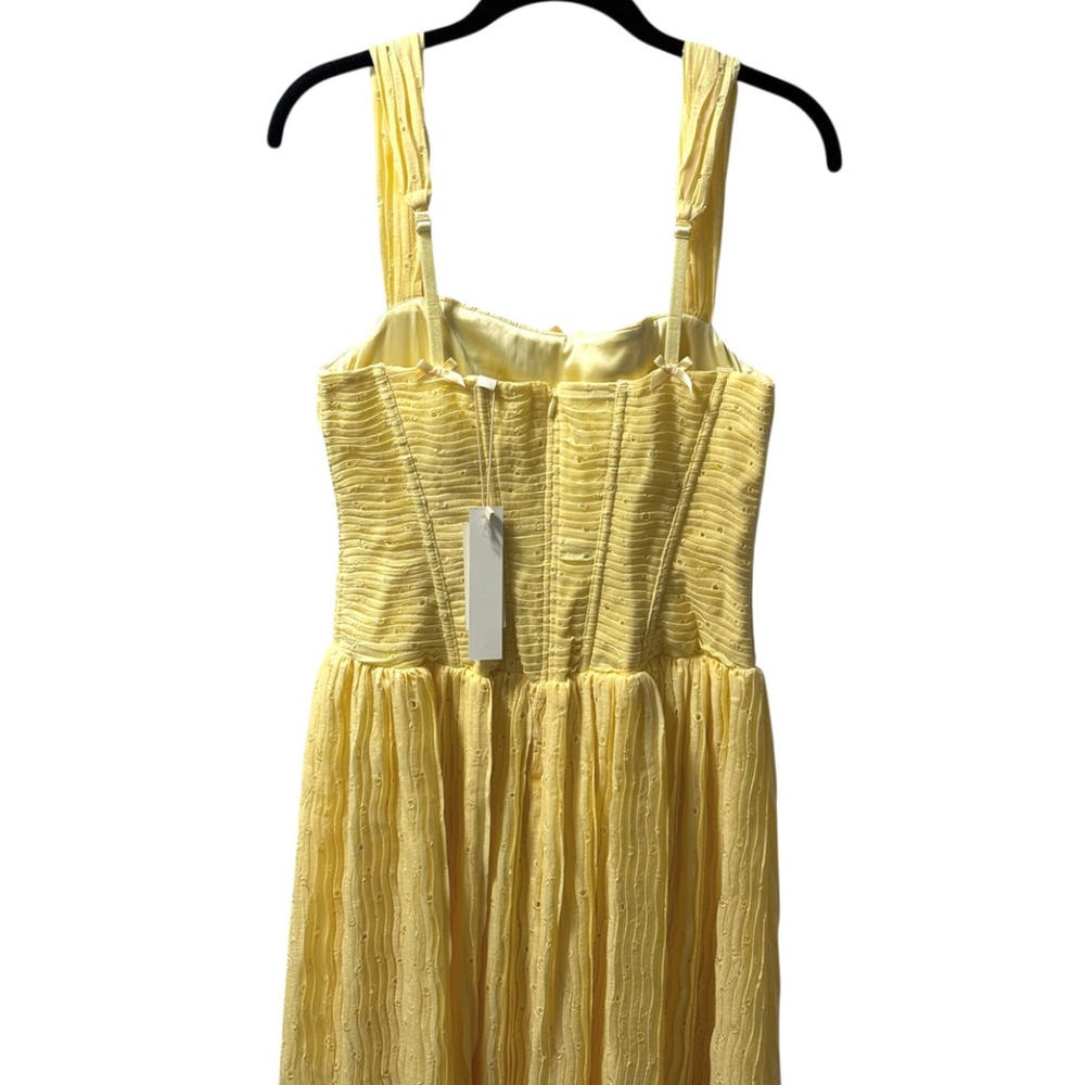 For Love & Lemons Bustier Maxi Dress Eyelet Corset Yellow Maxi S - Picture 9 of 16